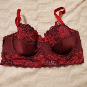Adore Me Lace longline Maroon bra Size 38c